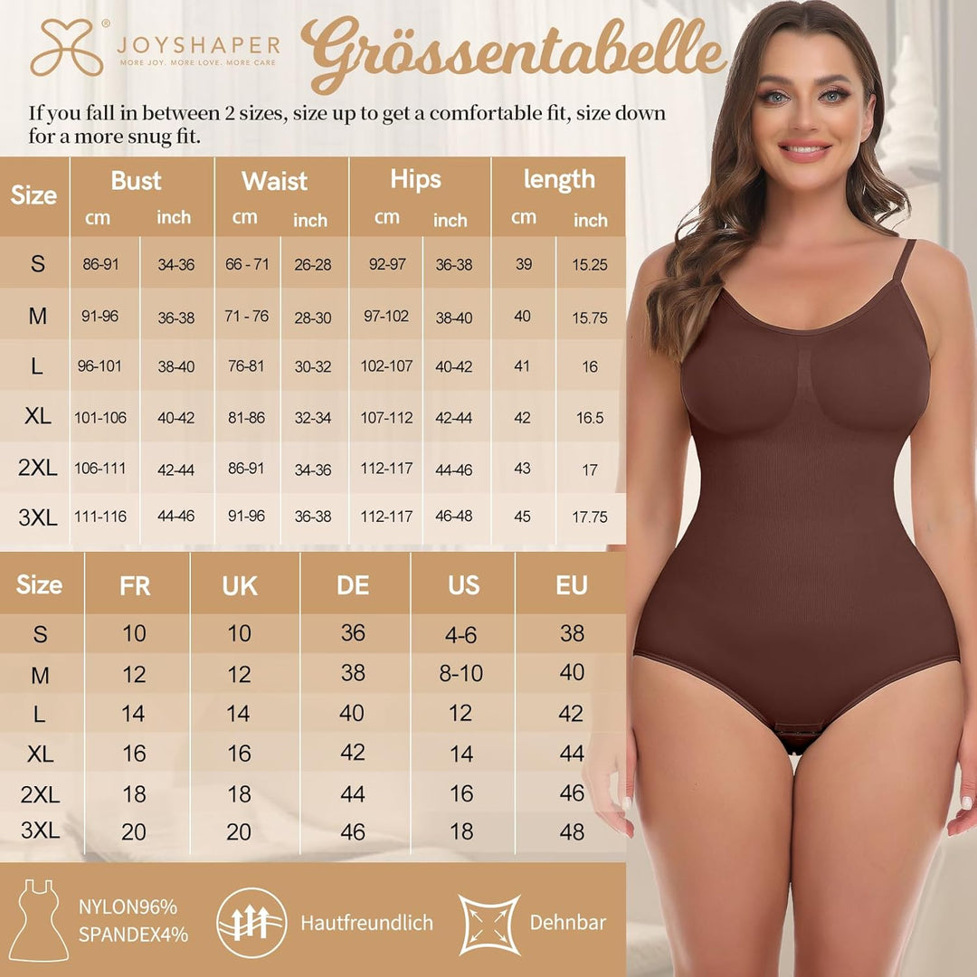 Joyshaper Shapewear Damen Stark Formend Bauchweg Body Shaper Butt Lift Miederbody Slimfit U-Ausschni