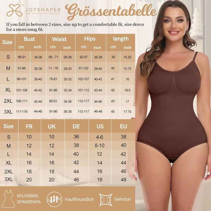 Joyshaper Shapewear Damen Stark Formend Bauchweg Body Shaper Butt Lift Miederbody Slimfit U-Ausschni