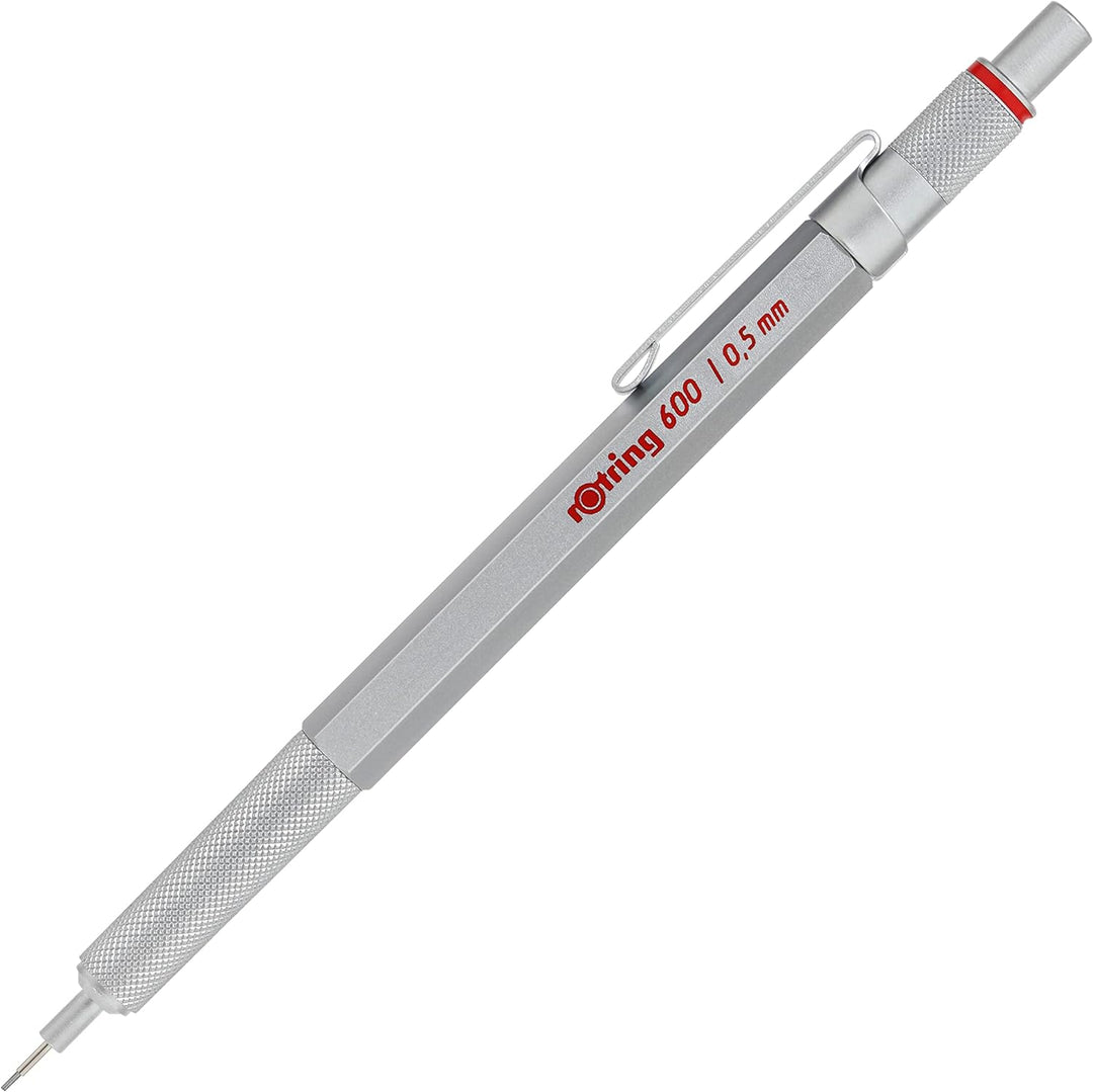 rOtring 600 Druckbleistift | 0,5 mm | Silber | Ergonomisches Vollmetallgehäuse 1 Stück (1er Pack) Me