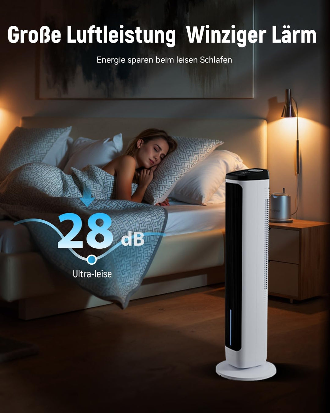 PNTCK Turmventilator mit Wasserkühlung Eispacks, 12H Timer, 4 Modi, 3 Geschwindigkeiten, 80° Oszilla