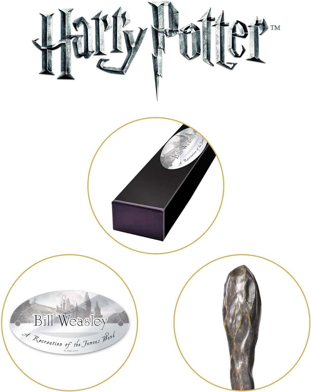 The Noble Collection - Bill Weasley Character Wand - 14in (36cm) Wizarding World Wand with Name Tag