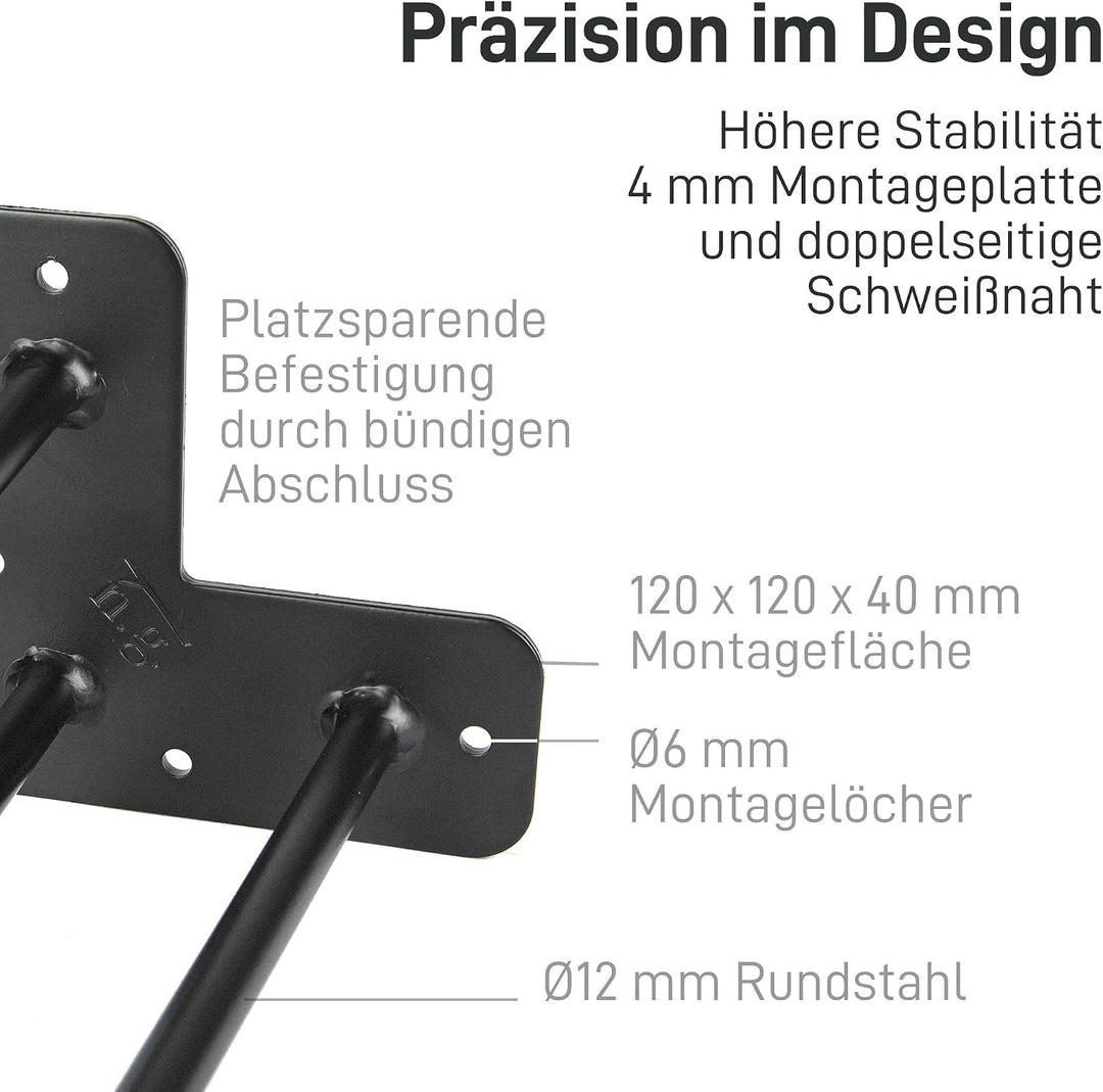 Natural Goods Berlin 4X Hairpin Leg Tisch-Beine | Möbel-Füsse aus Metall | Hairpin Legs für DIY-Proj