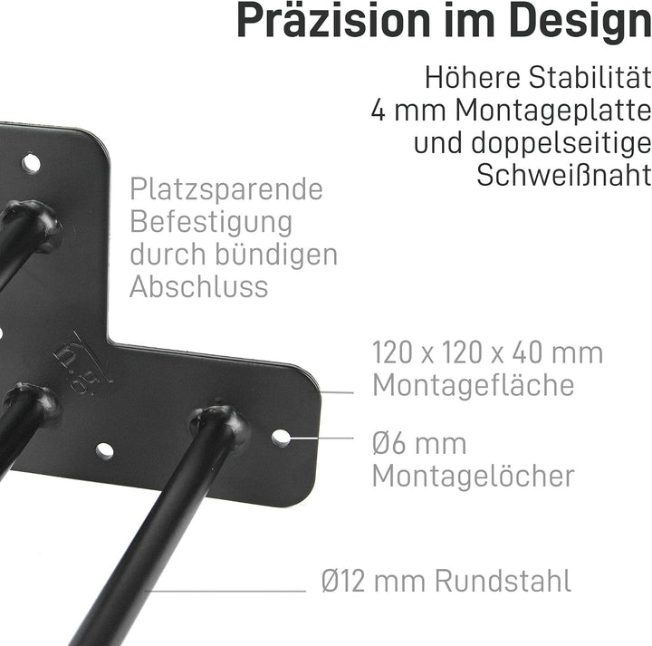 Natural Goods Berlin 4X Hairpin Leg Tisch-Beine | Möbel-Füsse aus Metall | Hairpin Legs für DIY-Proj