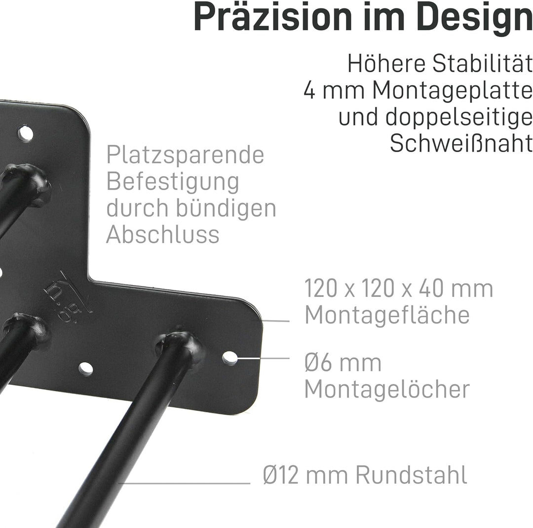 Natural Goods Berlin 4X Hairpin Leg Möbel-Beine | Möbel-Füsse aus Metall | Hairpin Legs für DIY-Proj
