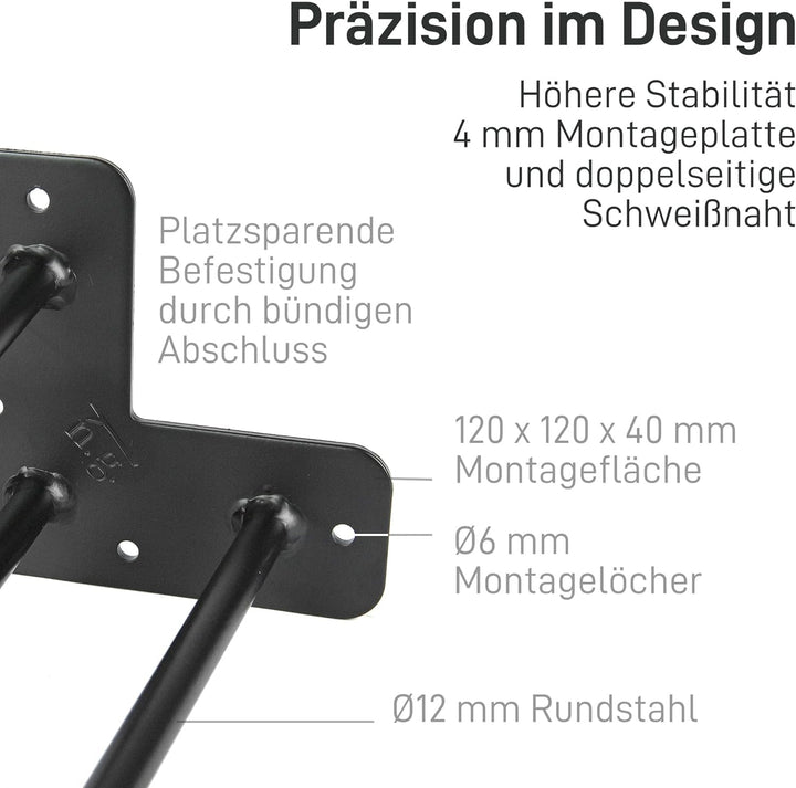 Natural Goods Berlin 4X Hairpin Leg Möbel-Beine | Möbel-Füsse aus Metall | Hairpin Legs für DIY-Proj