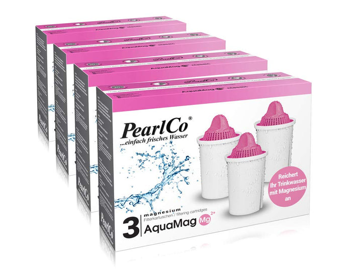 PearlCo - AquaMag classic Pack 12 Filterkartuschen mit Magnesium - passt in Brita Classic Magnesium