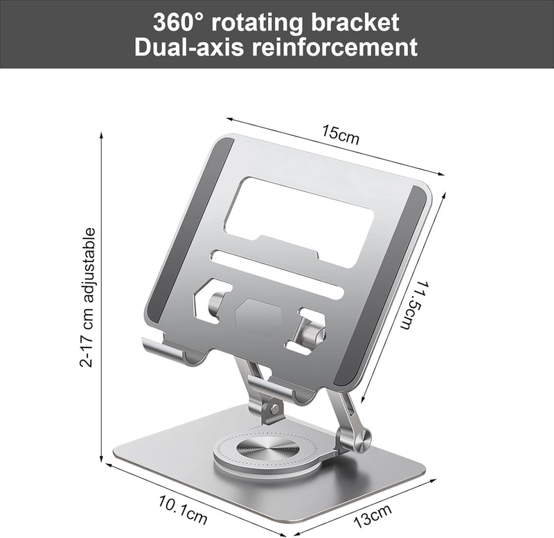 Stehaufe Drehbare Halterung aus Aluminiumlegierung für Tablet-Stände, 360° Drehbarer Laptop Ständer,