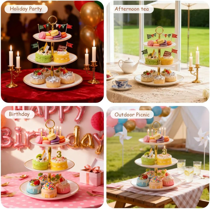 2er Set Tortenständer Etagere 3 Etagen Ø14.5/19.5/24.5cm Muffin Ständer Cupcake Halter Rund Kuchenst
