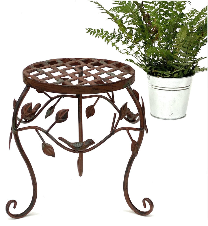 DanDiBo Blumenhocker Metall Braun 25 cm Blumenständer 93992 S Blumensäule Antik Pflanzenständer Pfla