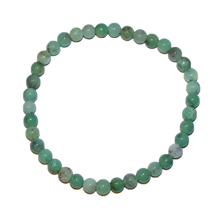 Janni-Shop-Armbänder Chrysopras Armband Kugel 6-7 mm schöne grüne Farbe und Maserung auf Stretchband