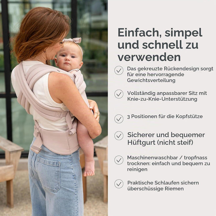 Infantino Honey Blossom Babytrage, Ergonomisch, M-Position, Gleitsitz, Kreuzträger, 3,2–18,1 Kg, Toa