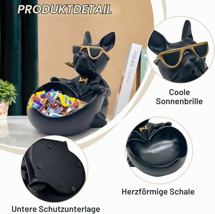 OKESYO Bulldogge Skulptur Deko, Französische Bulldogge Tablett Deko, Bulldogge Tablett Deko, Hund De