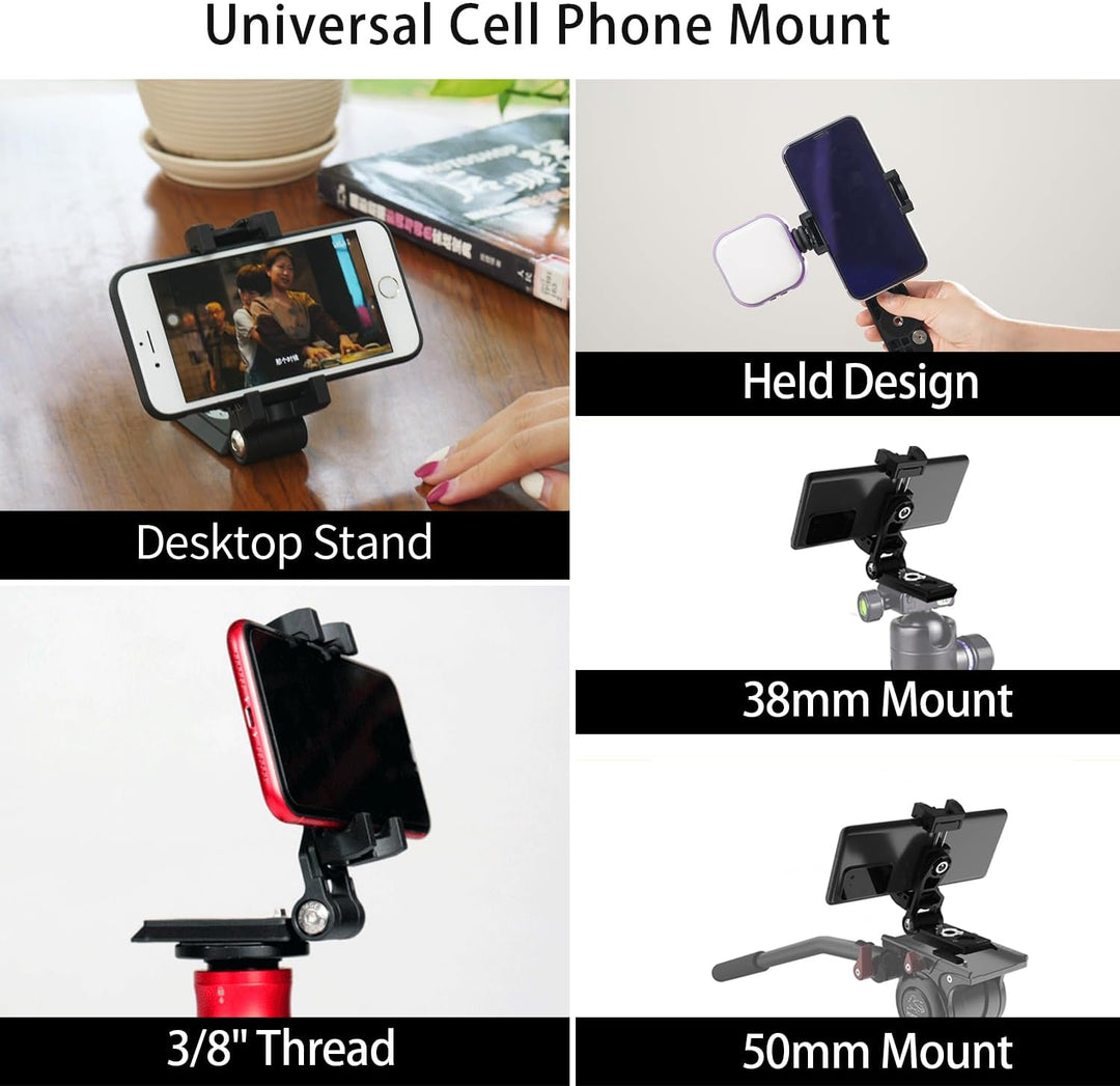 IFOOTAGE Handlicher Stativ-Adapter,Silicagel-Telefonclip mit Kaltschuhkopf für LED-Blitz,Monitor,Mik