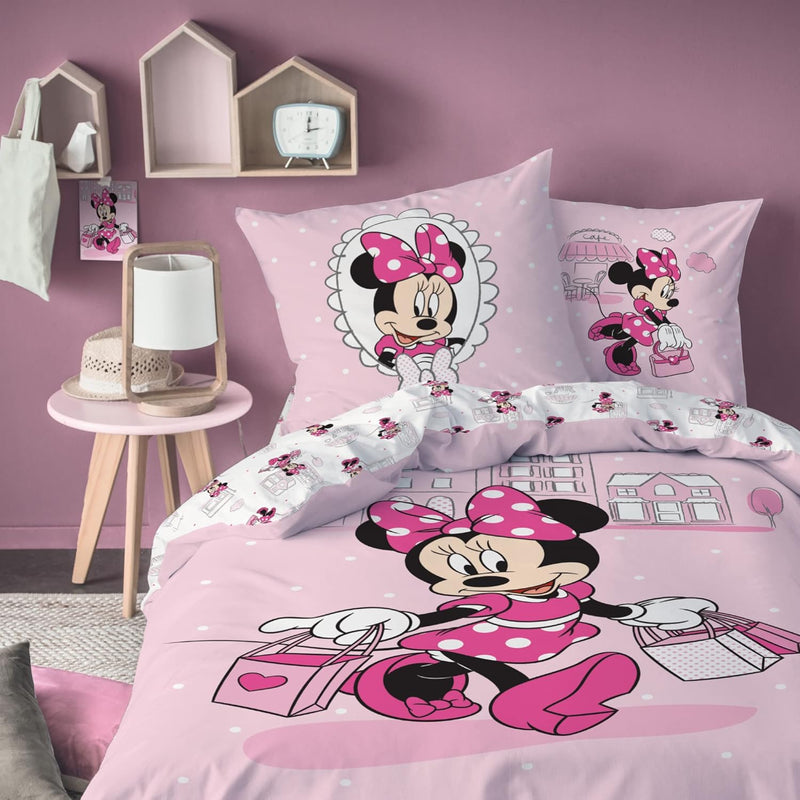 Minnie Maus Flannel/Biber Bettwäsche Bettbezug 135x200 80x80 · Kinderbettwäsche für Mädchen · Disney