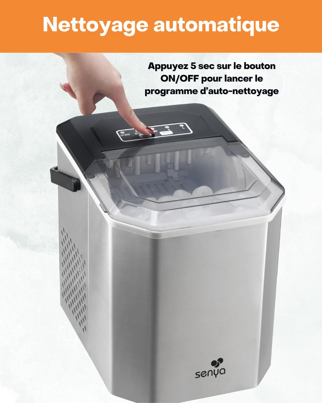 SENYA Eiswürfelmaschine, 2 Eiswürfelgrössen, bis zu 12 kg in 24 Stunden, Tank 1,3 l – LED-Display –