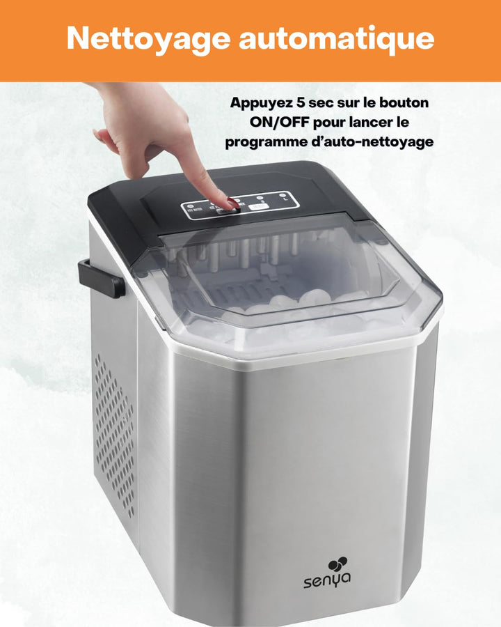 SENYA Eiswürfelmaschine, 2 Eiswürfelgrössen, bis zu 12 kg in 24 Stunden, Tank 1,3 l – LED-Display –