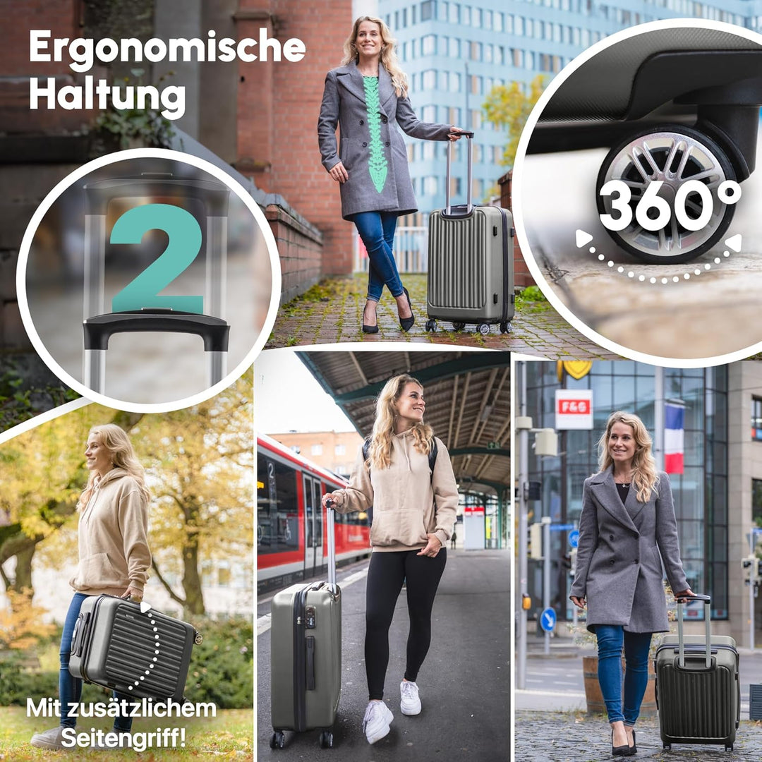 ABS Hartschalenkoffer - Ergonomisch & Sicher - Mittelgrosser Trolley Koffer mit 360° Rädern, Zahlen-