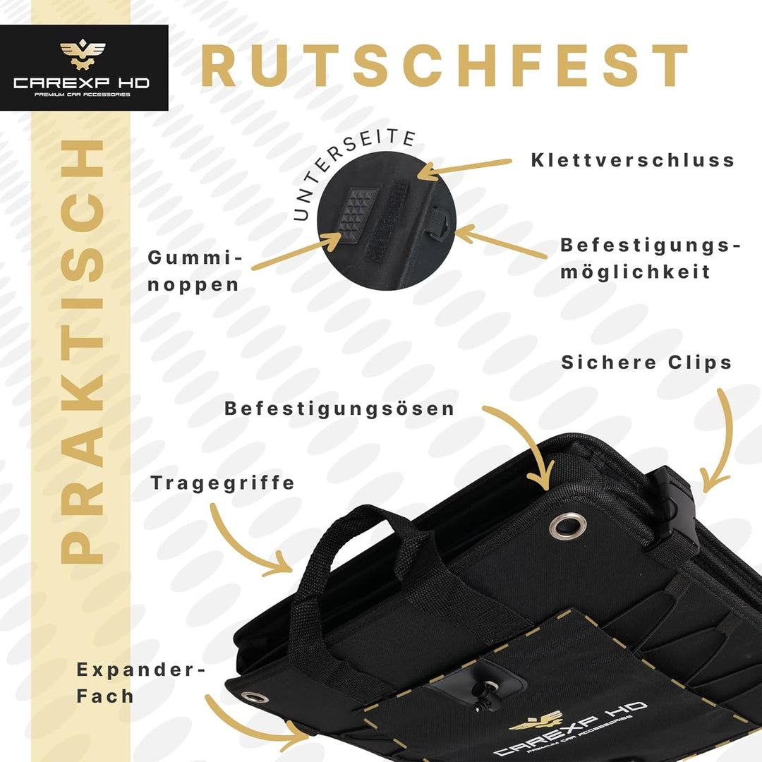 Kofferraum Organizer mit Deckel - Faltbare Kofferraumtasche als praktischer Auto Organizer inkl. Sei