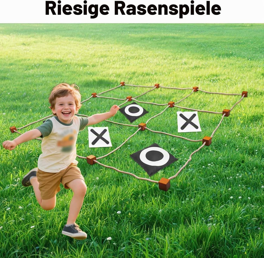 Riesiges Tic-Tac-Toe-Spiel für Draussen, 90x90cm Gross Sitzsack-Wurfspiel für Kinder Erwachsene Fami