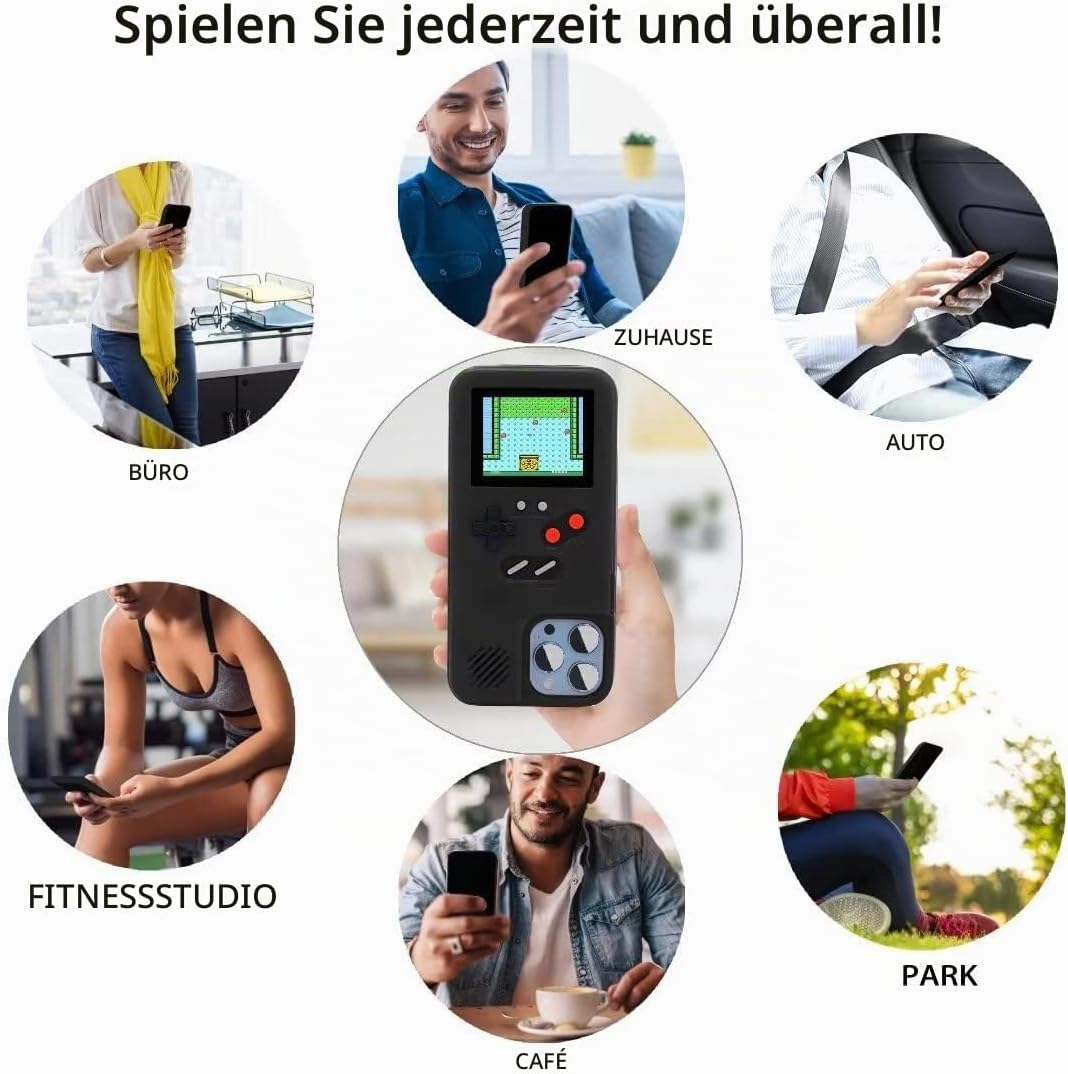 WeLohas Gameboy-Hülle für iPhone 6 Plus/6s Plus/7 Plus/8 Plus, Retro 168 Klassische Handheld-Spiele,