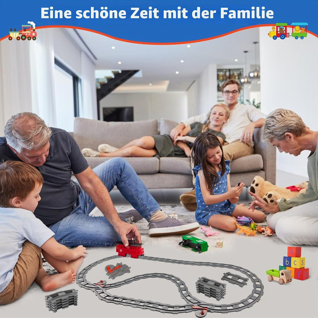 Bausteine Zug Schienen Set, 32PCS Spielzeug Eisenbahnschienen, City Schienen Eisenbahn Set, Bestehen