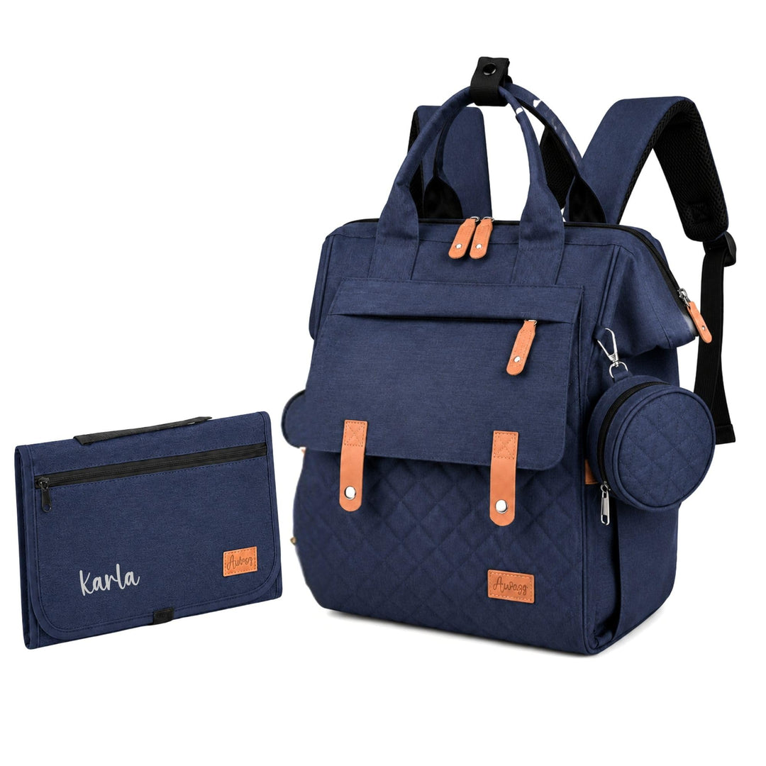 Wickelrucksack mit Personalisierter Wickelunterlage, Wickeltasche Baby Gross, Babyrucksack für Unter
