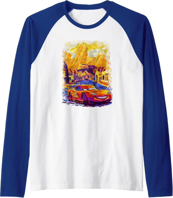 Disney Pixar Cars Lightning McQueen Antique Painting Scene Raglan