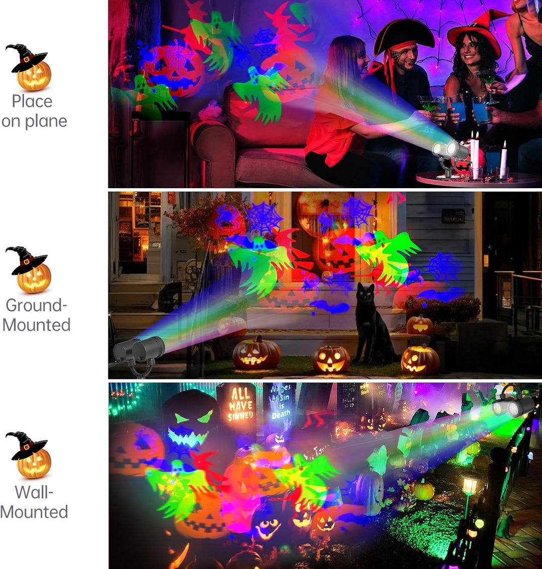 SZGIARUY Halloween Projektor Outdoor Aussenbereich Wasserdicht Dynamisch mit Ieuchtenden Spinnen und