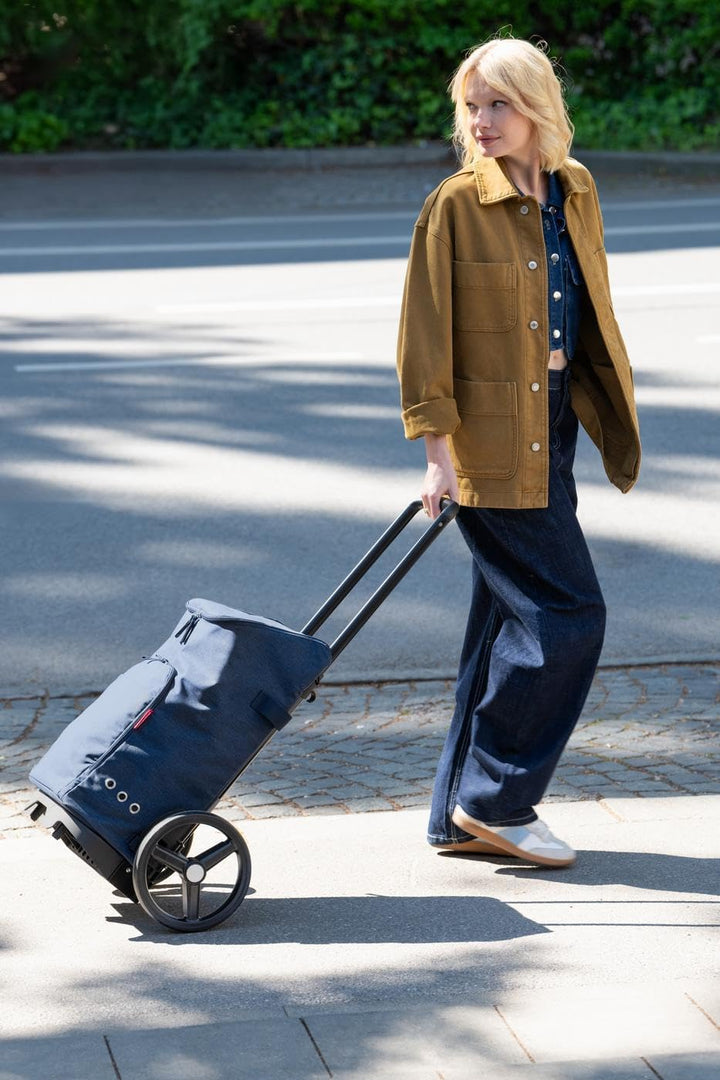 reisenthel citycruiser Set (Rack + Bag) Tasche Twist Navy + Rack Black - Praktische Einkaufstasche m