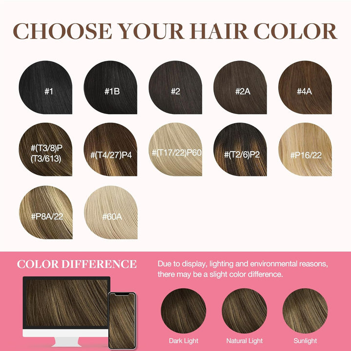 GOO GOO Clip in Extensions Echthaar, Echthaar Extensions Clip, 35cm 150g 9pcs, Extensions Echthaar,