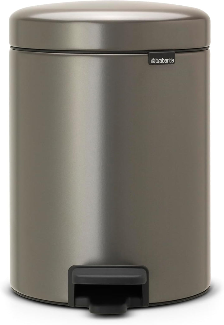 Brabantia Treteimer mit Inneneimer, 5L, aus Kunststoff, stahl, Platinum 5 Liter Platinum, 5 Liter Pl