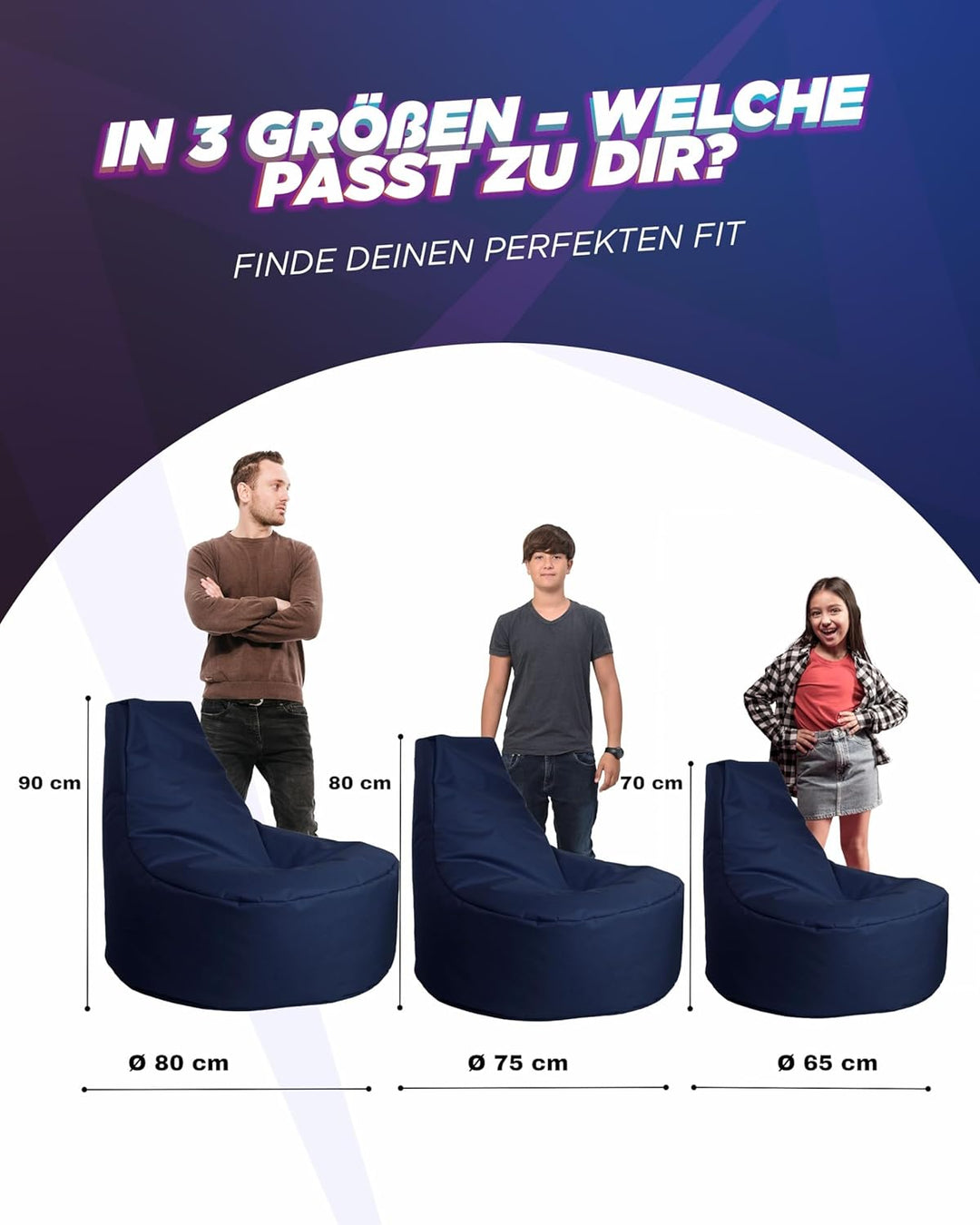 PATCH HOME Gamer Kissen & Lounge Sitzsack – befüllbar mit Reissverschluss, gefüllt mit Styropor, gee
