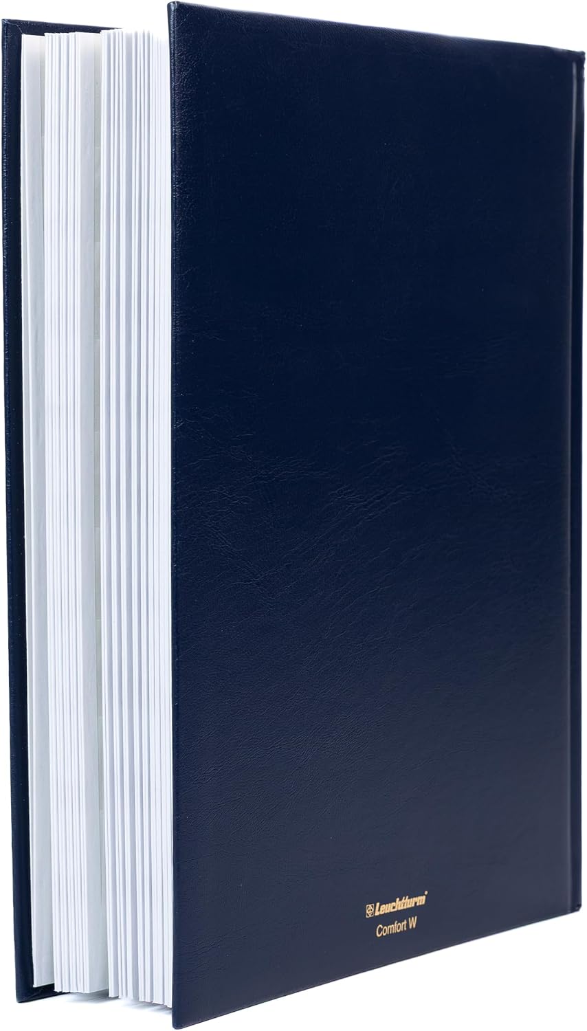 Leuchtturm 336541 Briefmarken-Sammelalbum Comfort - DIN A4, 64 Seiten, Pergaminstreifen, wattierter