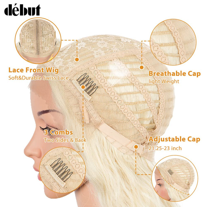 DÉBUT Lace Front Perücke Super lange gewellte Perücke für Damen 104 cm 280g Kunsthaar Hitzebeständig