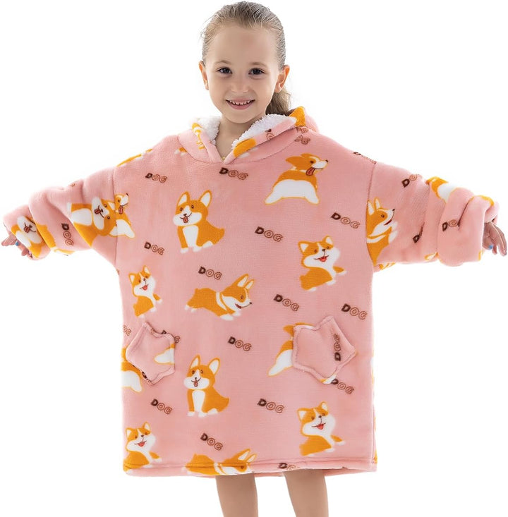 Wenlia Übergrosse Hoodie Sweatshirt für Erwachsene, Kinder, Kleinkinder, Sherpa Decke Sweatshirt Fla