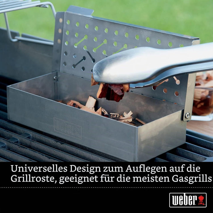 Weber Räucherbox (24 x 12 x 5cm), aus langlebigen Edelstahl, mit Lüftungschlitzen, einfaches befülle