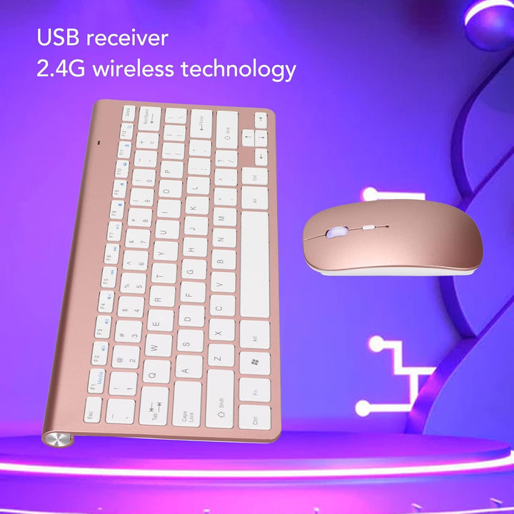 Kabellose Tastatur, Computertastatur mit UV-Beschichtung (Roségold), Roségold