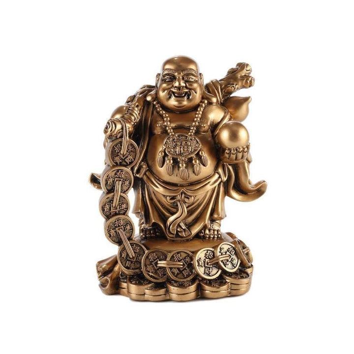 Lachender Buddha 12x10x18cm Goldfarben, 12x10x18cm Goldfarben