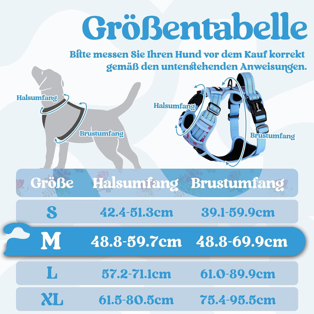 rabbitgoo Hundegeschirr Mittelgrosse Hunde, Verstellbare Geschirr Hund ohne Zug & Würgen, Anti Zug H