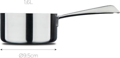 MasterPRO SIGMA - Cazo Sin Tapa 1.6L 16x8 cm Acero Inoxidable - Multi-capa - Mango Remachado de Fund