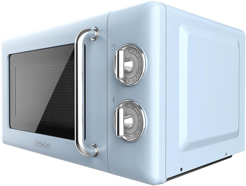 Cecotec Mikrowelle mit Grill Proclean 3110 Retro Blue Mechanische, 700 W in 6 Stufen, Timer bis zu 3