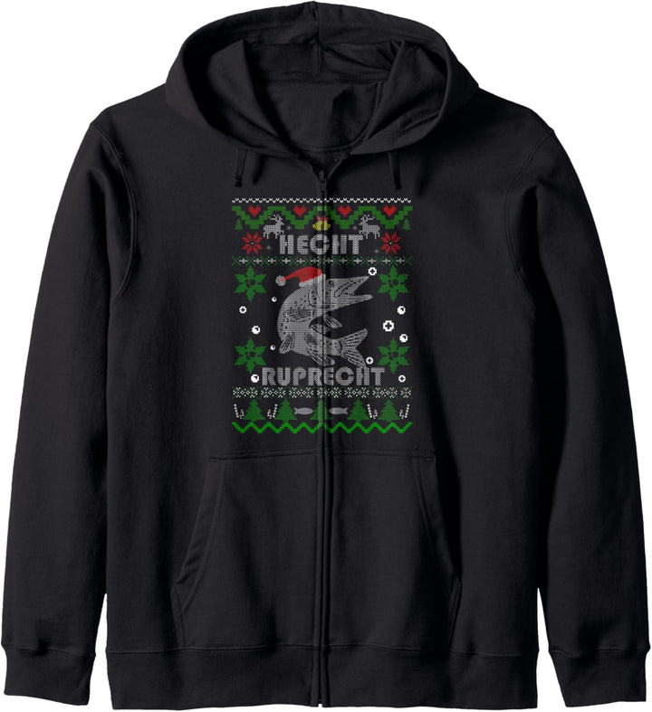 Lustige Hecht Ruprecht Angler Geschenke Weihnachten Angeln Kapuzenjacke
