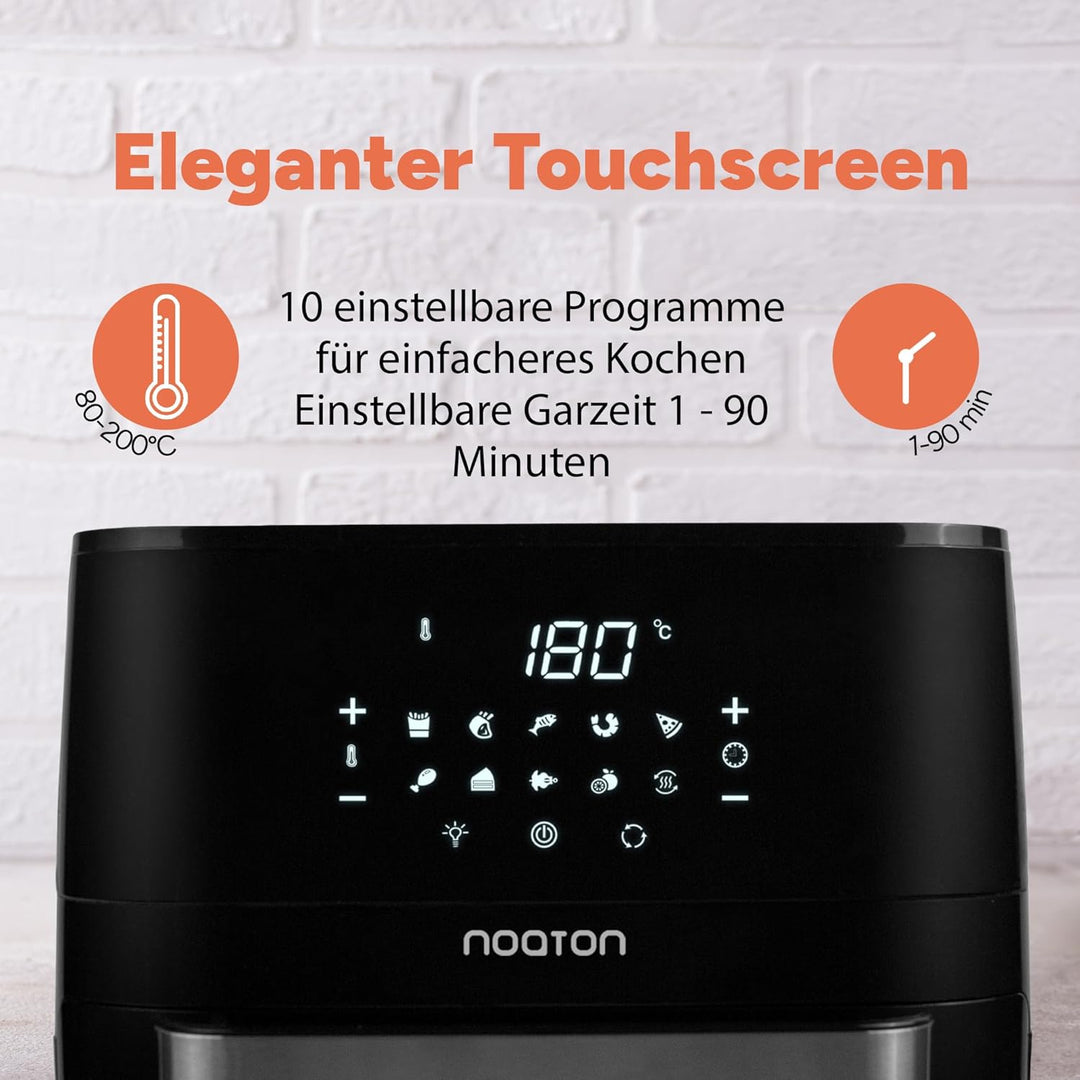 Noaton A120 Ultra Pro Heissluftfritteuse 12L, Fritteuse ohne Öl, Inklusive Rezeptbuch und 26 cm Küch