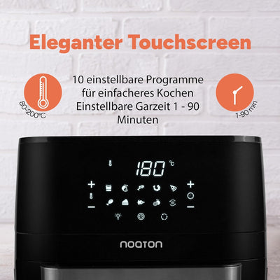 Noaton A120 Ultra Pro Heissluftfritteuse 12L, Fritteuse ohne Öl, Inklusive Rezeptbuch und 26 cm Küch