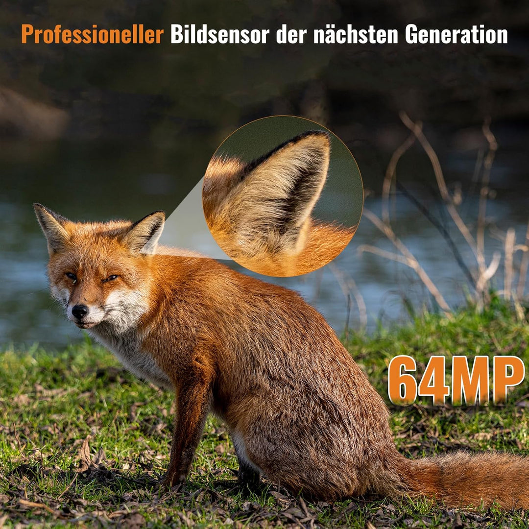 GardePro A50 4K Wildkamera mit 32 GB SD-Karte, 64MP, Wildkamera mit Bewegungsmelder Nachtsicht bis 3