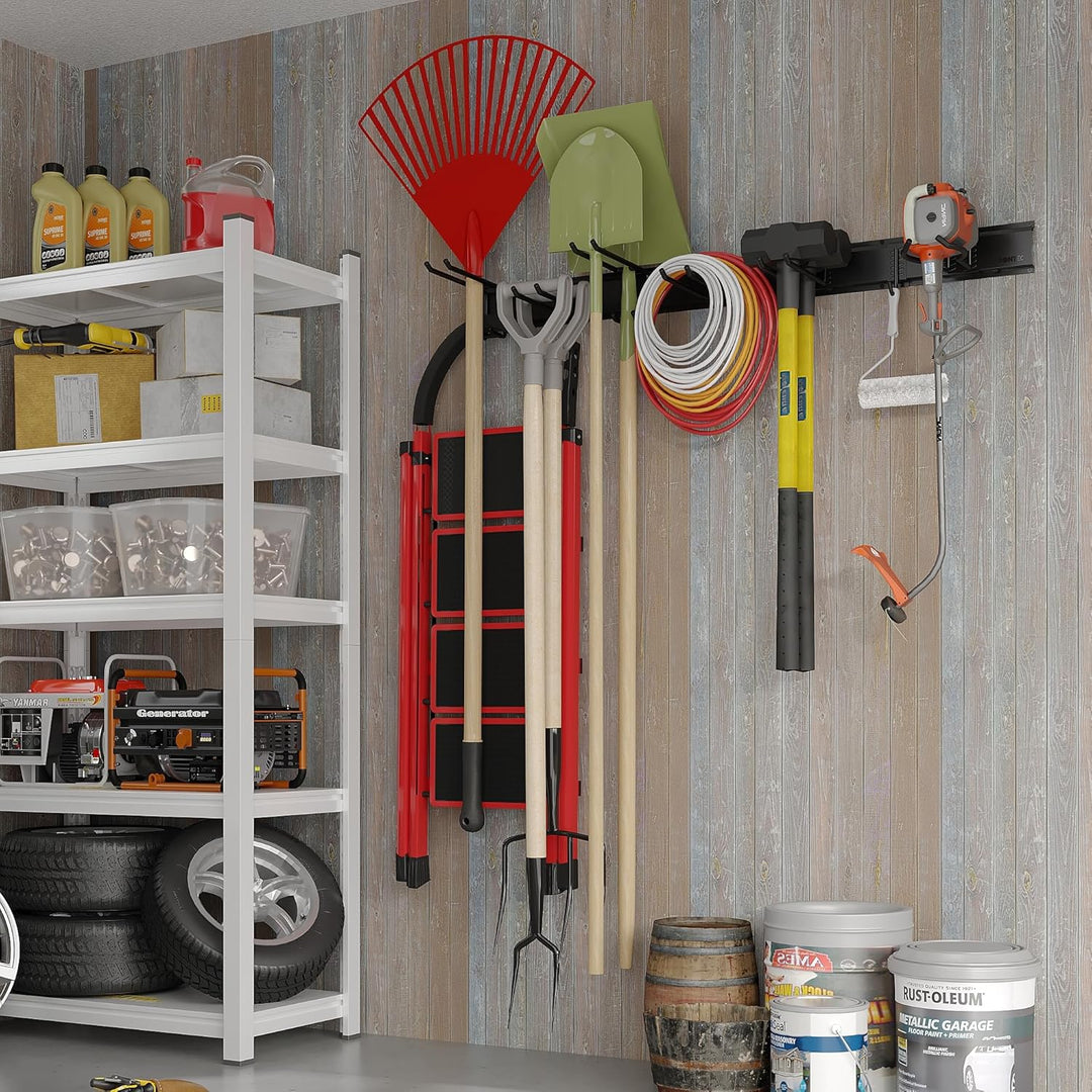 BONTEC Wandmontierter Werkzeughalter, 336 kg Tragfähigkeit, 3 Rail Panels, Verstellbare Garage Wandr