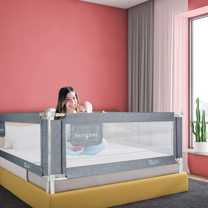 JOIEYOU Bettgitter Rausfallschutz Bett Höhenverstellbar 180cm Bettschutzgitter mit Schnallendesign f