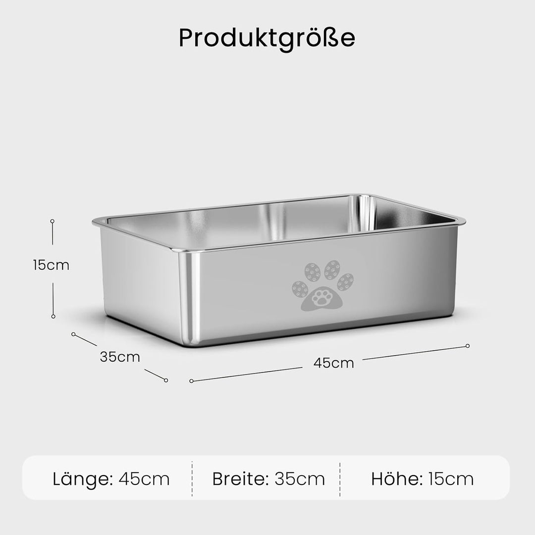 PTLOM Katzenklo Edelstahl Katzentoilette - Katzenklo Offen Klein Mit Niedrigem Einstieg für ältere K
