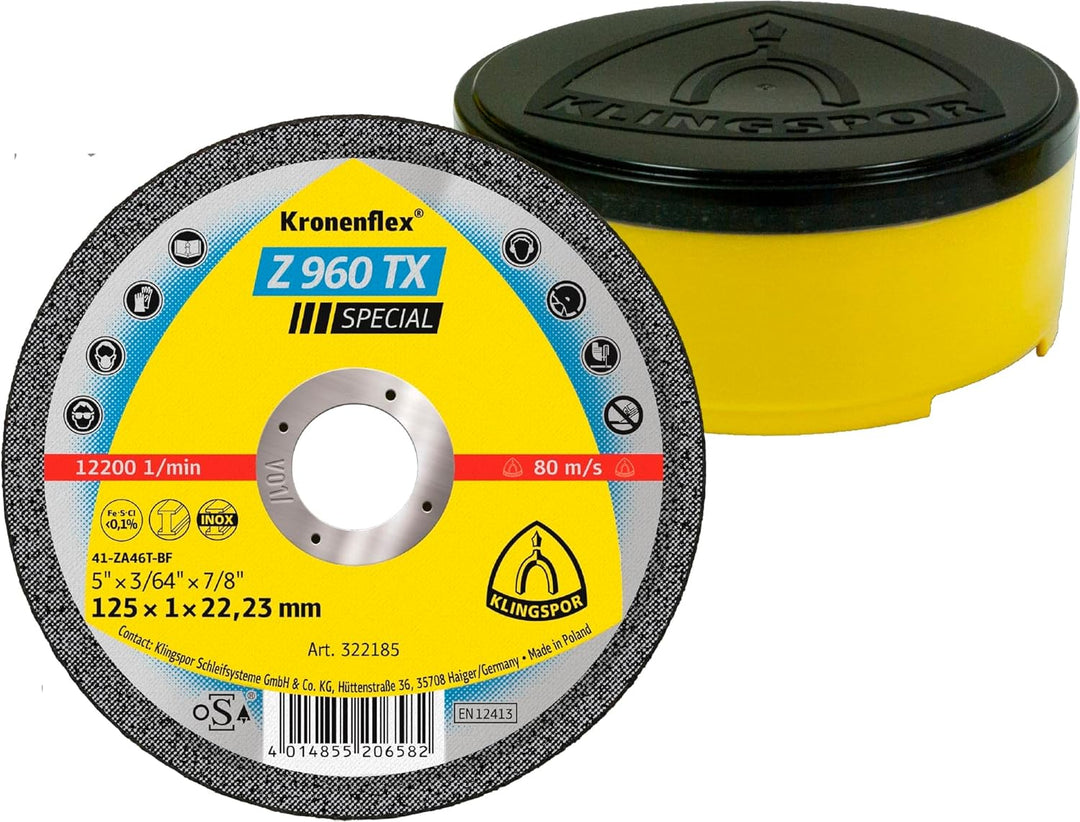Klingspor 322184 Z 960 TX, Trennscheibe INOX, Spezial, Verpackungseinheit 25, 115X1X22,23, 25