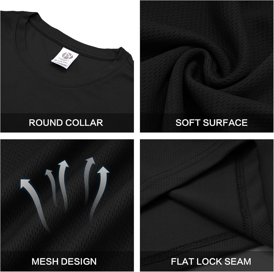 MeetHoo Sportshirt Herren,Laufshirt Kurzarm Funktionsshirt Atmungsaktiv Schnelltrocknendes T Shirt M